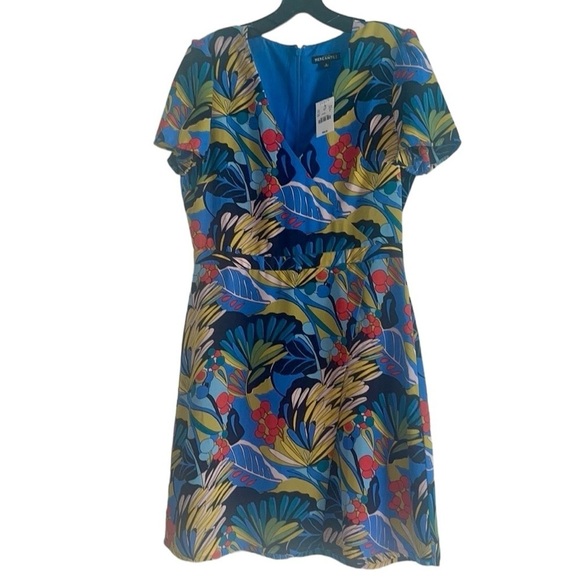 J.Crew Mercantile Floral Blue Faux Wrap Dress Short Sleeve Size 6 NWT - Picture 4 of 12